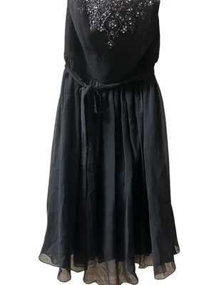 Davids Bridal Strapless Mini Crinkle Chiffon Empire Beaded Dress thumbnail 3