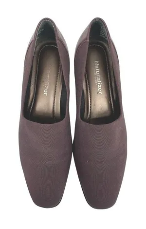 Vintage Naturalizer Jeannie Pumps Women 7.5 M Burgundy Fabric 2" Block Heel thumbnail 1