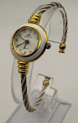 Vintage Denacci Women's Two-Tone Twisted Cable Bangle Watch New Battery thumbnail 1