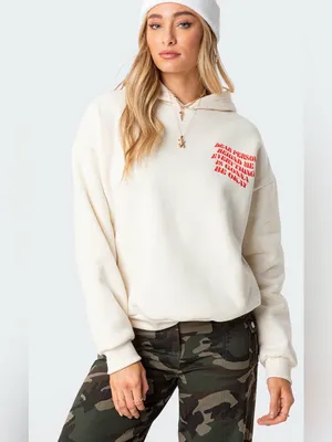 Edikted Everything's Ok Hoodie- Cream+Red thumbnail 5