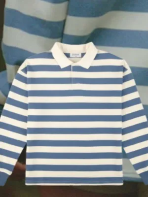 Parke Striped Rugby Shirt Blue White Long Sleeve Sweater Polo Top XS thumbnail 6