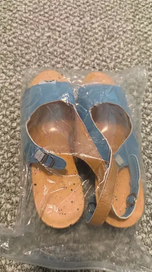 Blue Women's Wedge Sandals with Strap 8.5 runs large never worn thumbnail 3