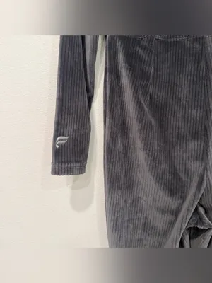 Fabletics Midnight Gray Plush Rib Hooded Jumpsuit M thumbnail 8