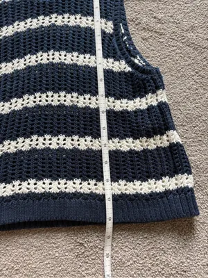 NWOT Hollister Navy & Cream Striped Knit Sleeveless Sweater thumbnail 4