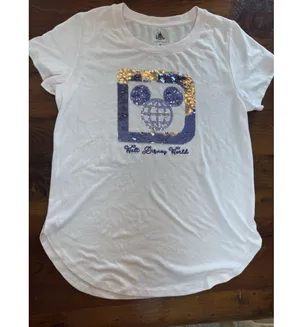 Walt Disney World Parks Pink Purple Sequin Mickey Mouse Short Sleeve Shirt Sz Sm thumbnail 3