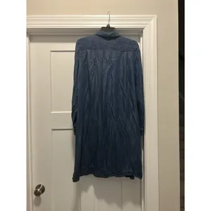 LOFT Denim Shirt Dress Blue Chambray Long Sleeve Roll Tab Sleeves Modest Small thumbnail 6
