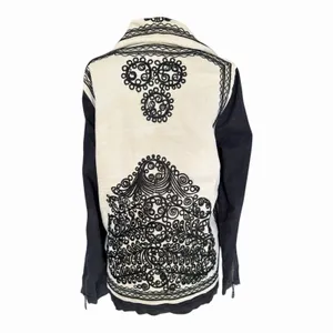 Free People Stitched Quills Embroidered Jacket Cream Black Boho Western Small thumbnail 6