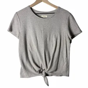 Madewell Modern Tie-front Tee 100% Cotton Gray Women’s Size L thumbnail 1