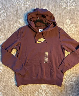 Nike Maroon Hoodie with Yellow Swoosh thumbnail 1