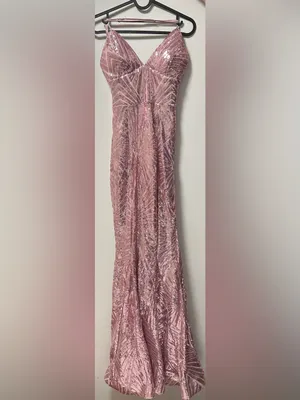 Violet Weekend Blush Pink Sequin Maxi Dress — Size 1/2 — NWT thumbnail 3