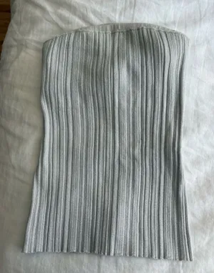 Madewell Light Gray Shimmer Ribbed Tube Top thumbnail 1