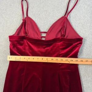 Haute Monde Women's XL Burgundy Velvet Strappy V-Neck Midi Bodycon Dress thumbnail 11