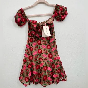 For Love & Lemons Amelia Floral Off Shoulder Mesh Fabric Party Mini Dress XS‎ thumbnail 6