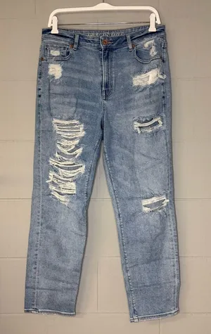 American Eagle High-Rise Mom Jeans with Distressing Women’s Size 10 Regular thumbnail 1