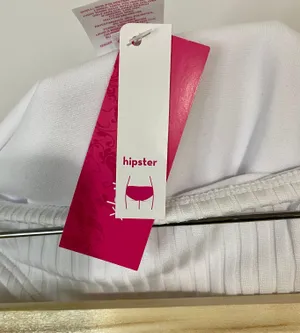 Women’s Ribbed Hipster Bikini Swim Bottom White Size Medium NWT thumbnail 3