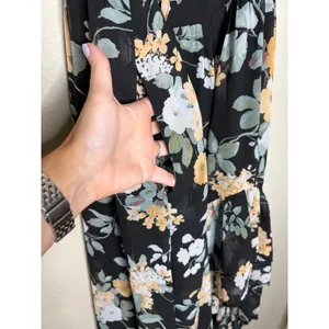 Scarlet Darkness Floral Maxi Dress M Smocked Puff Sleeve Cottagecore thumbnail 9