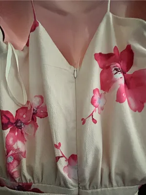 Angel Biba Floral Tie-Sleeve Cream & Pink Romper SZ 10 thumbnail 9