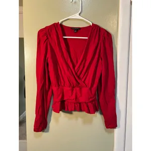Banana Republic Womens Size XS Long Sleeve Surplice Neck Faux Wrap Peplum Blouse thumbnail 3