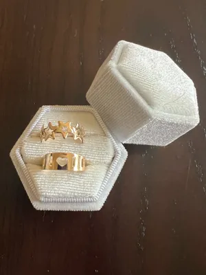 Golden 2 Piece Adjustable Ring Set Size 6 thumbnail 1