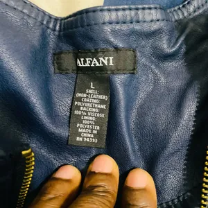 Alfani Women's Navy Leather Jacket thumbnail 4