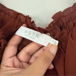 ASTR The Label Puff Sleeve Nutmeg Rust Puff Sleeve Blouse Top Size S thumbnail 7