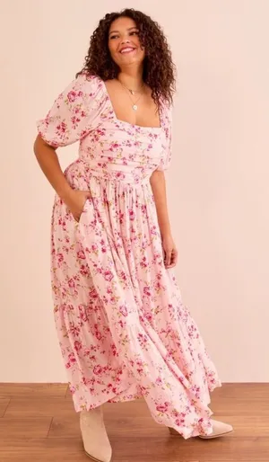 Arula Willow Pink Roses Maxi Dress NWT 1X thumbnail 1