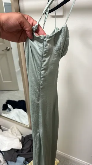 Princess Polly silk sage green midi dress thumbnail 3