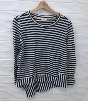 CABI bengal stripe asymmetrical hem top thumbnail 1
