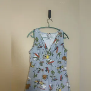 Disney Shopping Vintage Tiki Hawaiian Print Surplice Dress Mickey Minnie‎ Medium thumbnail 2
