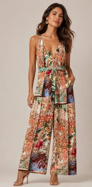 ZARA multicolor JUMPSUIT DRESS WITH presley PRINT Size Medium thumbnail 1