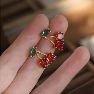 Cherry Gemstone Earrings Gold thumbnail 2