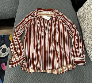 Notations brown and white button up top thumbnail 1