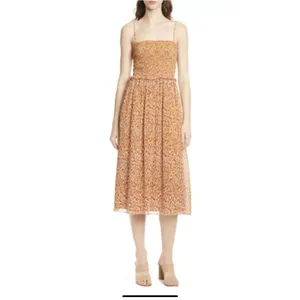 Joie Ambroise Copper Brown Women's Dress Summer A-Line‎ M Smocked Strappy Flowy thumbnail 2