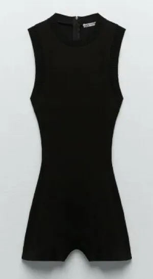 Zara Black Sleeveless Knit Romper thumbnail 1