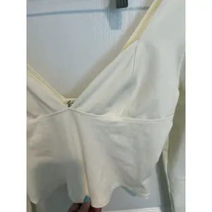 Free People Womens Size M Duo Cami Corset Long Sleeve Stretch Tee Ivory‎ thumbnail 4