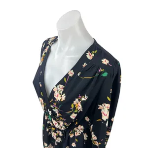 Honey Punch Women's Multicolor Floral V Neck Long Sleeve Mini Wrap Dress Sz S/M thumbnail 4