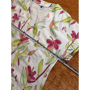 Michelle McDowell Floral Short Sleeve Top White Multicolor Women’s L thumbnail 3