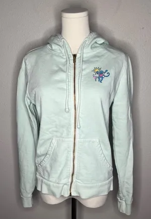 Roller Rabbit Mint Green Limited Edition Palm Beach Full Zip Hoodie Sweatshirt thumbnail 1