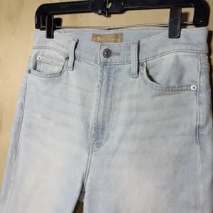 7 For All Mankind‎ High Waist Slim Kick Jeans Women's 27 Distressed Raw Hem thumbnail 2