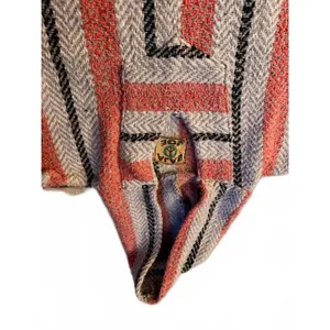Vintage Baja Joe Surf Hoodie Mexican Blanket Pullover Pink Gray Black Large thumbnail 4