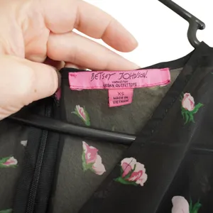 Betsey Johnson‎ Vintage Urban Outfitters Black Rosebud Sheer Floral Maxi Dress thumbnail 4