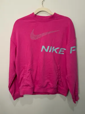 Nike Pro Hot Pink Dri-FIT Oversized Graphic Crewneck Sweatshirt DX0074-623 Small thumbnail 1