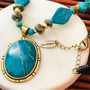 Coldwater Creek Faux Turquoise & Glass Bead Corded Necklace thumbnail 4