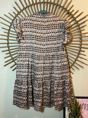 Entro Geometric Print Short Ruffle Sleeve Mini Dress Boutique Feminine thumbnail 7