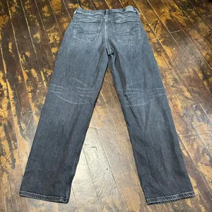 American Eagle distressed black super hi-rise baggy Straight 6 jeans thumbnail 3