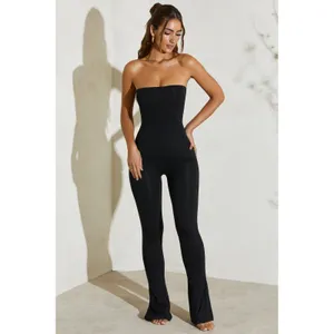 Oh Polly Erisen Modal Off-Shoulder Long-Sleeve Jumpsuit NWT Sz 12 Black‎ thumbnail 3