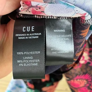 Cue Women's Black Colorful Floral Georgette Tie Neck Blouse Size 14 thumbnail 10