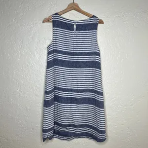 BeachLunchLounge Women's Lounge Stripe Mini Shift Dress Blue Sleeveless Medium‎ thumbnail 3