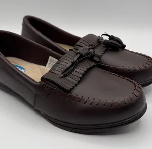 Dr Max Brown Leather Kiltie Tassel Loafers Moccasins Women’s 7.5W Wide thumbnail 1