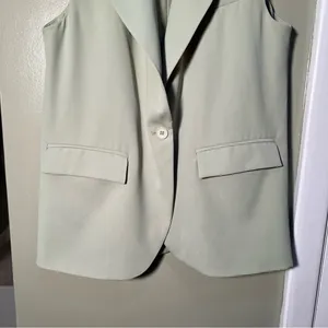 Prettygarden Women's Size Small Sleeveless Vest Light Sage Green One Button 7106 thumbnail 6